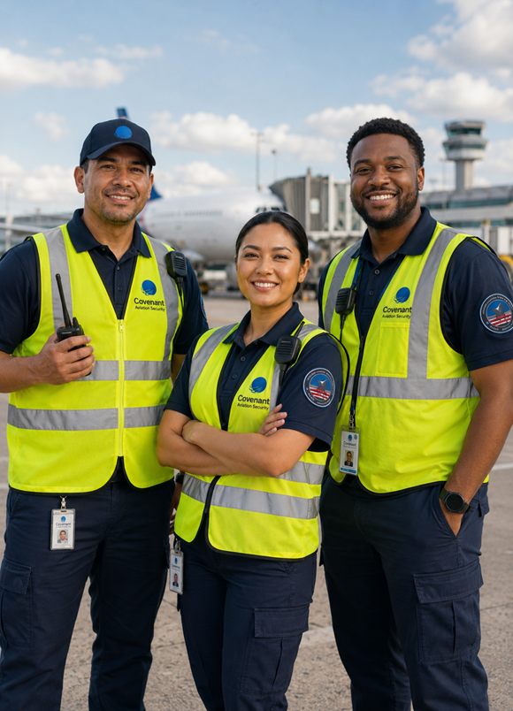 Covenant Aviation Security employee on airport ramp